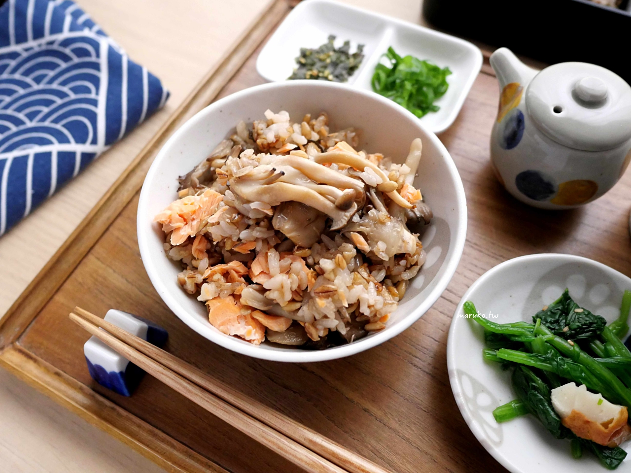 【食譜】一鍋到底免顧火！奶油鮭魚野菇炊飯，一飯三吃帶便當也超讚 @Maruko(丸子)與美食有個約會