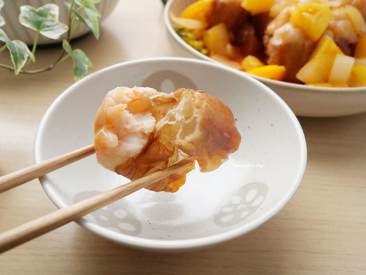 氣炸鍋食譜｜免油炸糖醋油條 (百花油條)：利用花枝蝦仁漿，10分鐘做出餐廳級宴客菜 @Maruko(丸子)與美食有個約會