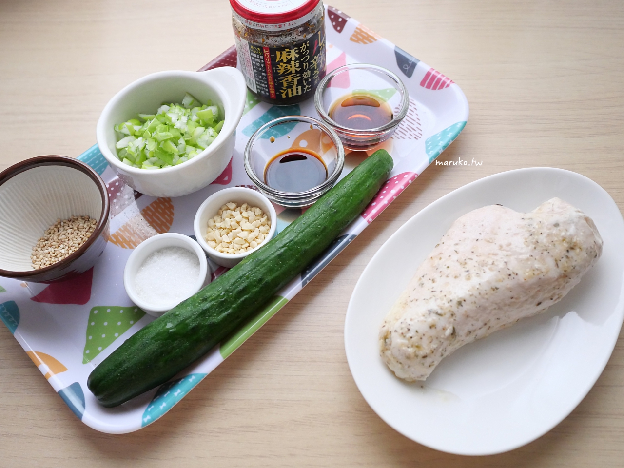 口水雞食譜｜舒肥雞胸版本免開火做法，桃屋麻辣香油快速調醬（涼拌雞胸肉做法） @Maruko(丸子)與美食有個約會