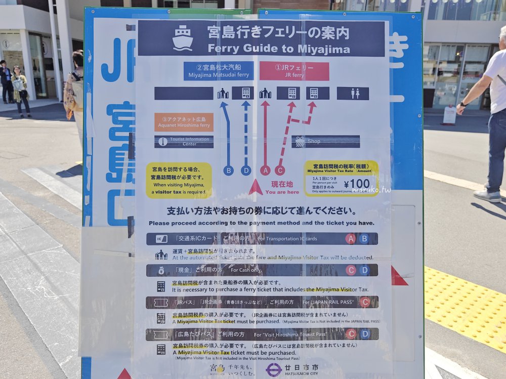 【宮島交通船】從廣島站出發至宮島嚴島神社 宮島渡輪交通船怎麼搭？JR PASS 乘車券使用分享！ @Maruko(丸子)與美食有個約會