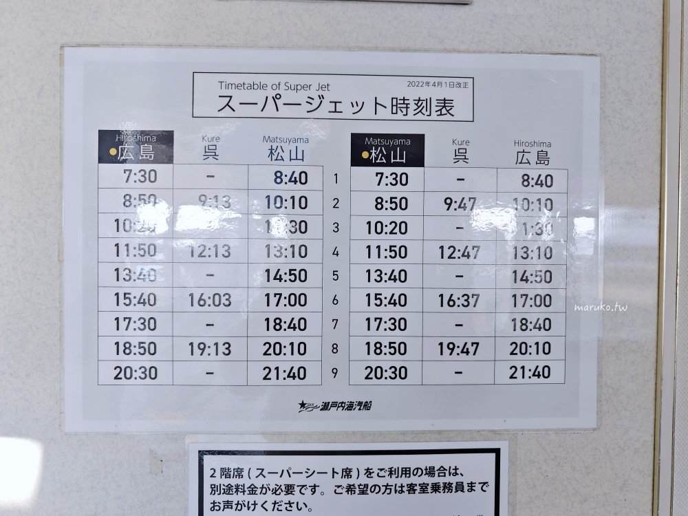 【瀨戶內海交通】廣島港直達松山觀光港！高速船、渡輪購票方式與搭船完整教學 @Maruko(丸子)與美食有個約會